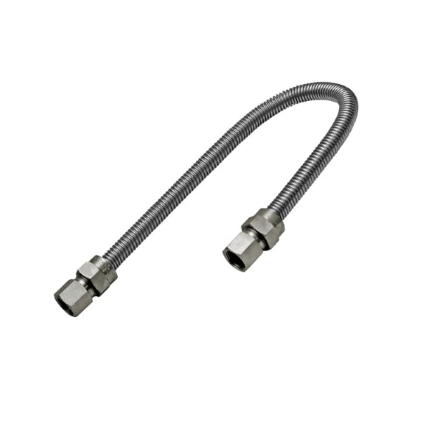 Flextron Gas Line Hose 1/2'' O.D. x 24'' Length 1/2" x 3/8" FIP Fittings, Stainless Steel Flexible Connector FTGC-SS38-24E - main